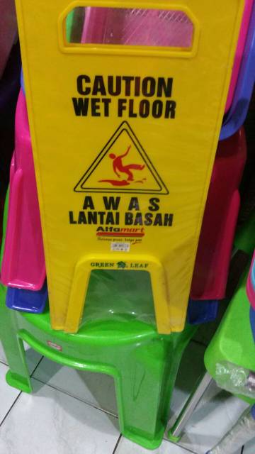 PAPAN PERINGATAN GREEN LEAF AWAS BASAH / AWAS LICIN / AWAS JATUH / SIGN BOARD WET FLOOR