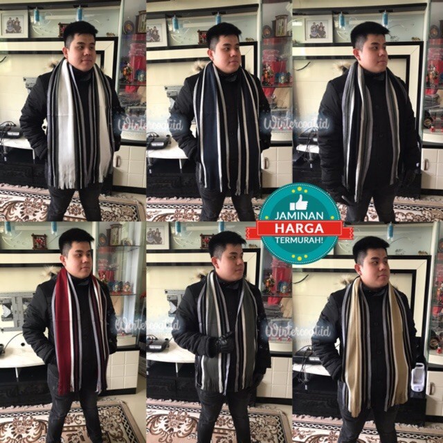 DP763 Syal cashmere scraft pelindung leher fashion pria laki cowok wol