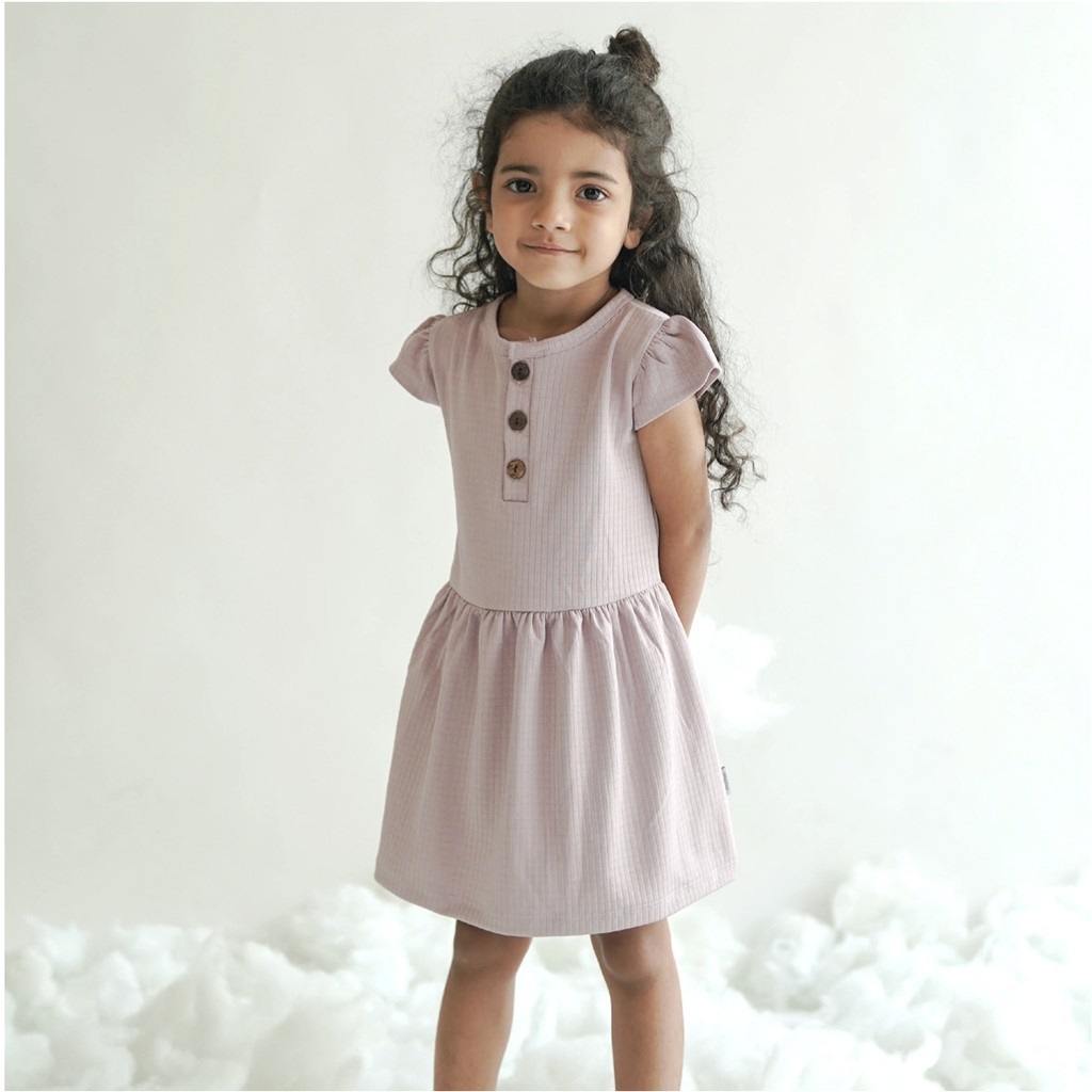 PROMO 7.7 PROMO BAJU LEBARAN MURAH Mooi Dress Anak Perempuan Button Peplum Dress - Dress Anak Perempuan Fashion Anak