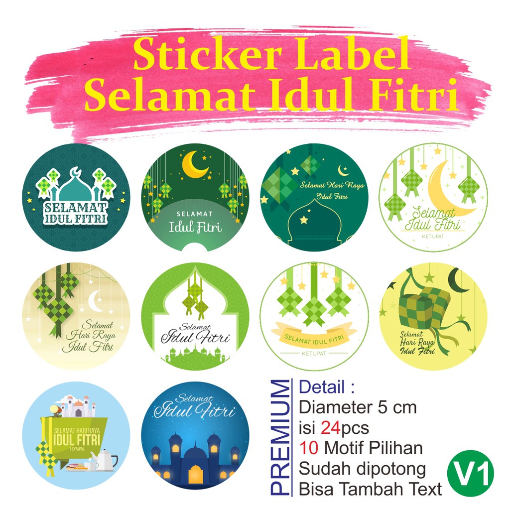 

Sticker / Stiker Label Hampers Kue Kering Selamat Idul Fitri Custom Nama V1