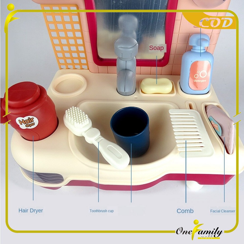 ONE-M31 M109 Mainan Anak Kitchen Sink Tempat Cuci Piring Set Mainan Kran Air Wastafel BISA KELUAR AI-7