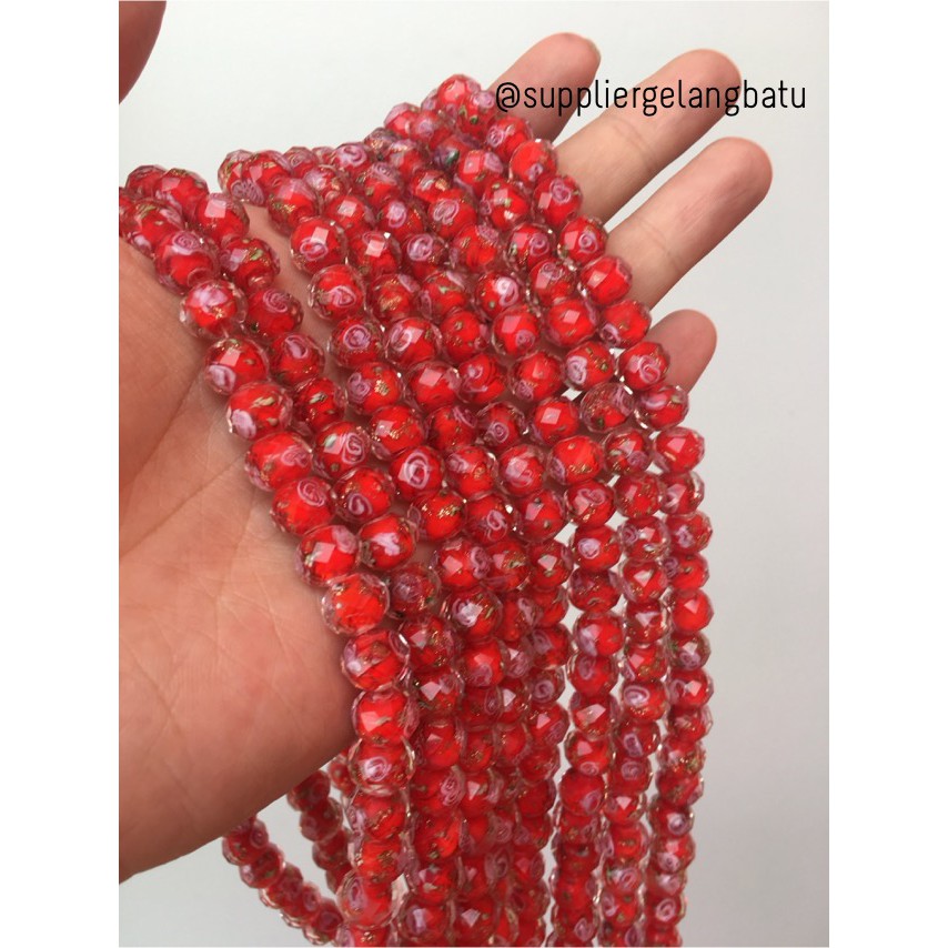 Lampwork Crystal Murano 12x10mm Bahan Kristal Ceko Mawar Merah Bening Premium Aksesoris perhiasan