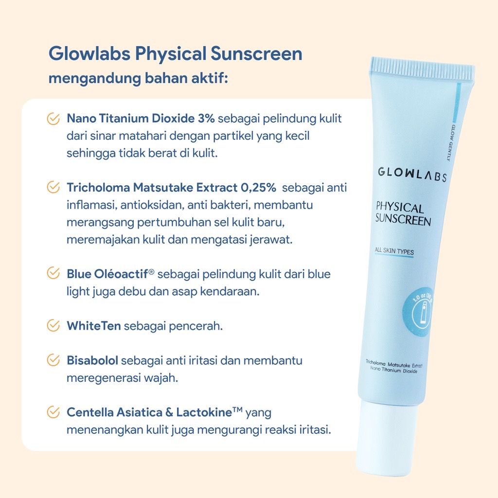 BPOM Glowlabs Physical Sunscreen Sunblok Sunblock Wajah Muka Tabir Surya