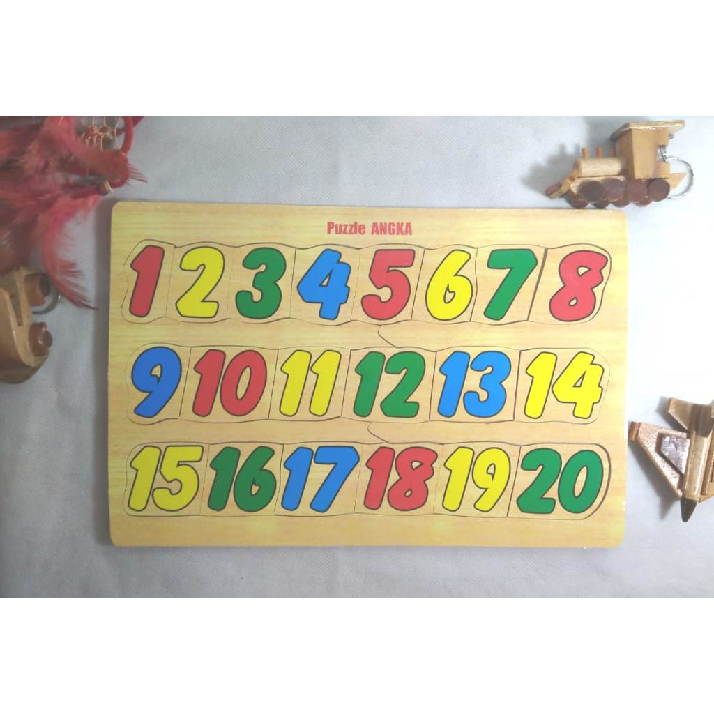 PUZZLE KAYU - MAINAN EDUKASI - PUZZLE GAMBAR ANGKA 1 – 20. RIENS COLLECTIONS