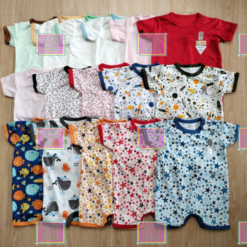 RB NOVA Romper Bayi Part 2/2 SNI - Jumper Bayi Segiempat - Baju Kodok Pendek - Polos Pink / Merah /