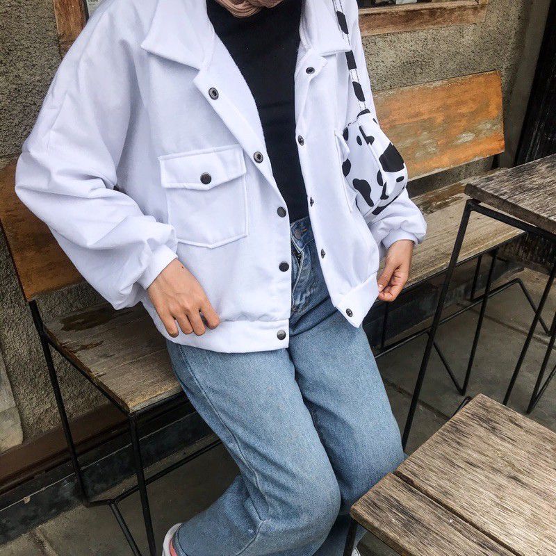 Olin Button Jacket Wanita XL Pleece Tebal Oversize
