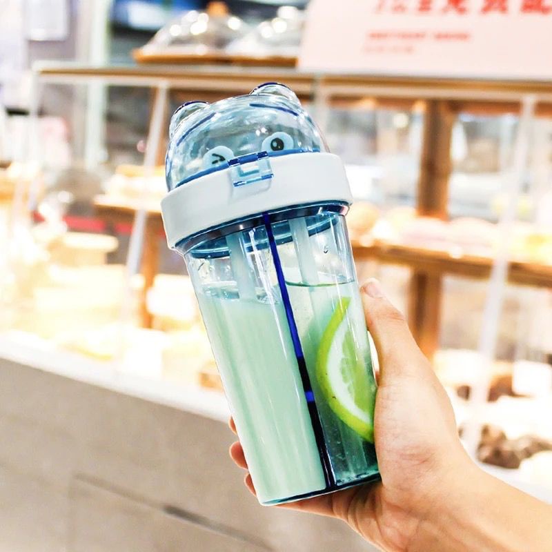 Botol Minum Trendy Kepala Beruang Botol Minum 2 Sisi 420ml