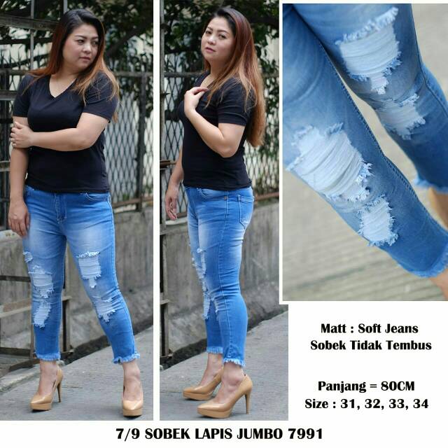 Celana Jeans 7per9 Sobek Lapis Jumbo 7991