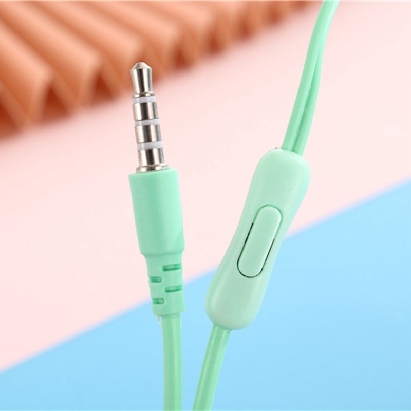 Earphone In Ear Sport Universal Noise Canceling Warna Macaron Dengan Kabel Jack 3.5mm + Mic