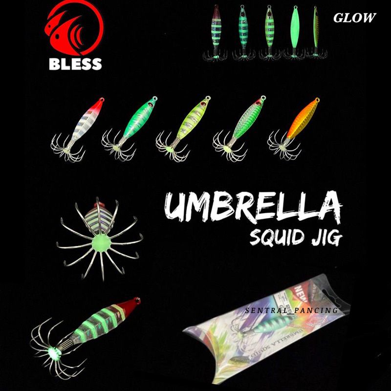 BLESS UMBRELLA SQUID JIG 25GRAM 40GRAM GID KAIL CUMI UMPAN PANCING CUMI TERLARIS