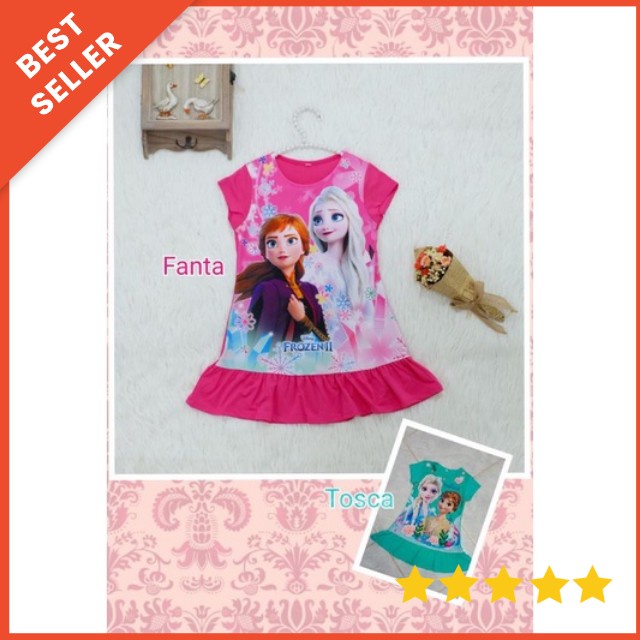 [2-8T] Dress anak perempuan import full printing ALOHA KAI / DASTER ANAK ALOHA KAI FROZEN