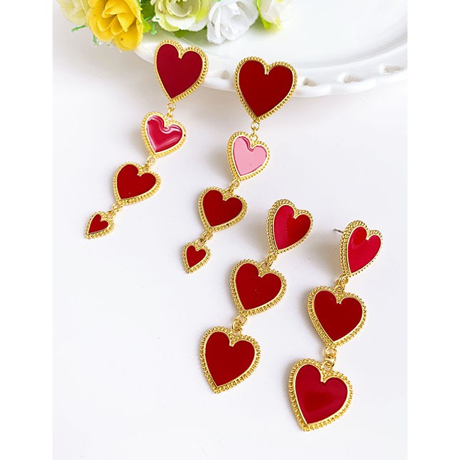 LRC Anting Tusuk Fashion Alloy Three Love Earrings F7379X