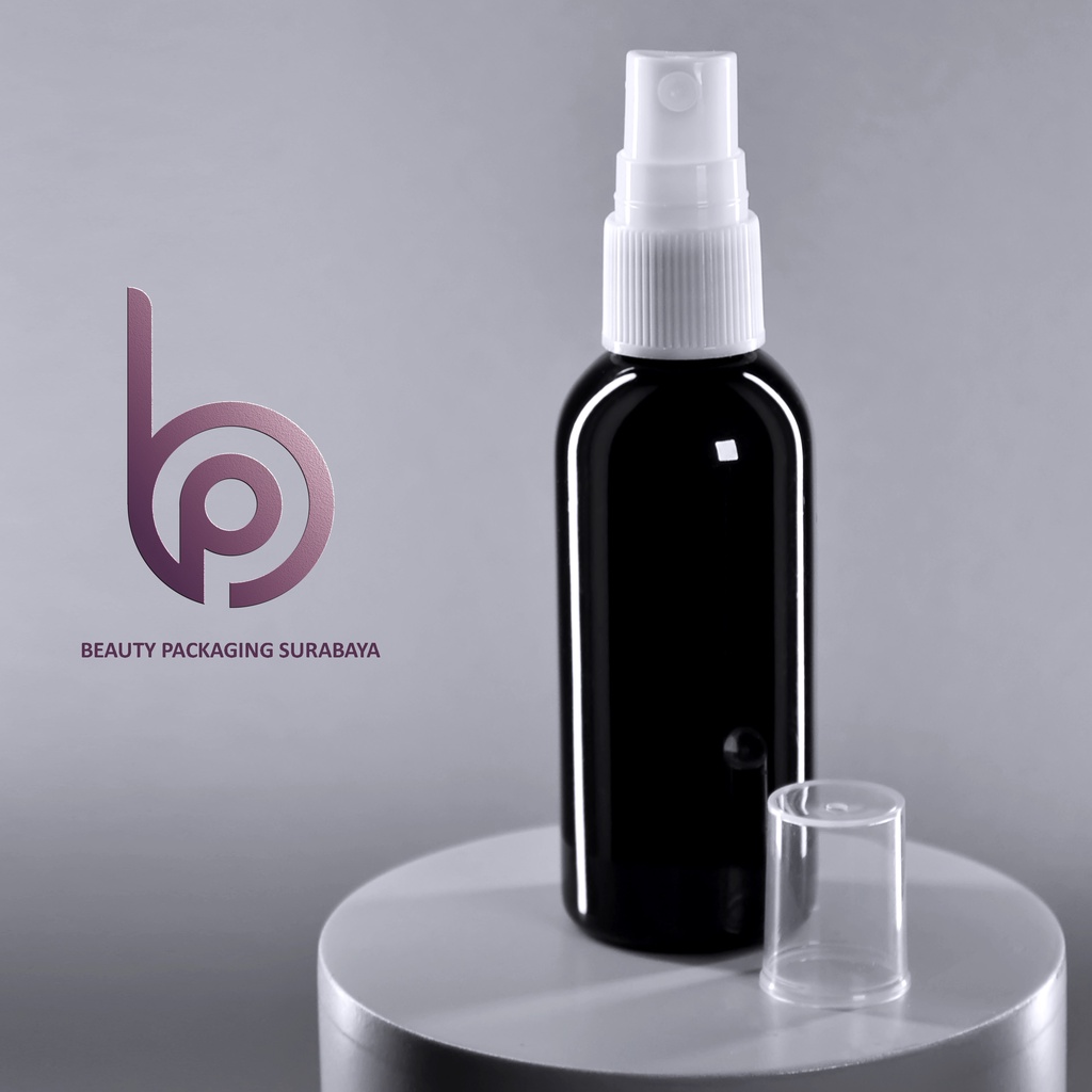 Botol Plastik PET 60ml BR Hitam Tutup  Spray