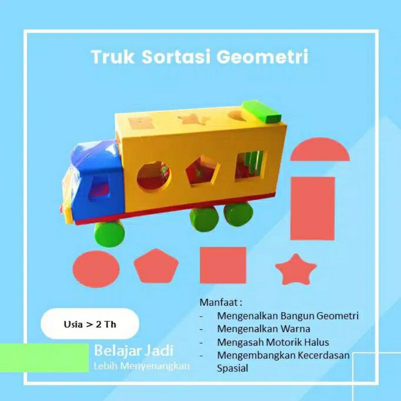Mainan edukasi anak usia 2 tahun 3 tahun mainan puzzle kayu truk sortasi murah berkualitas