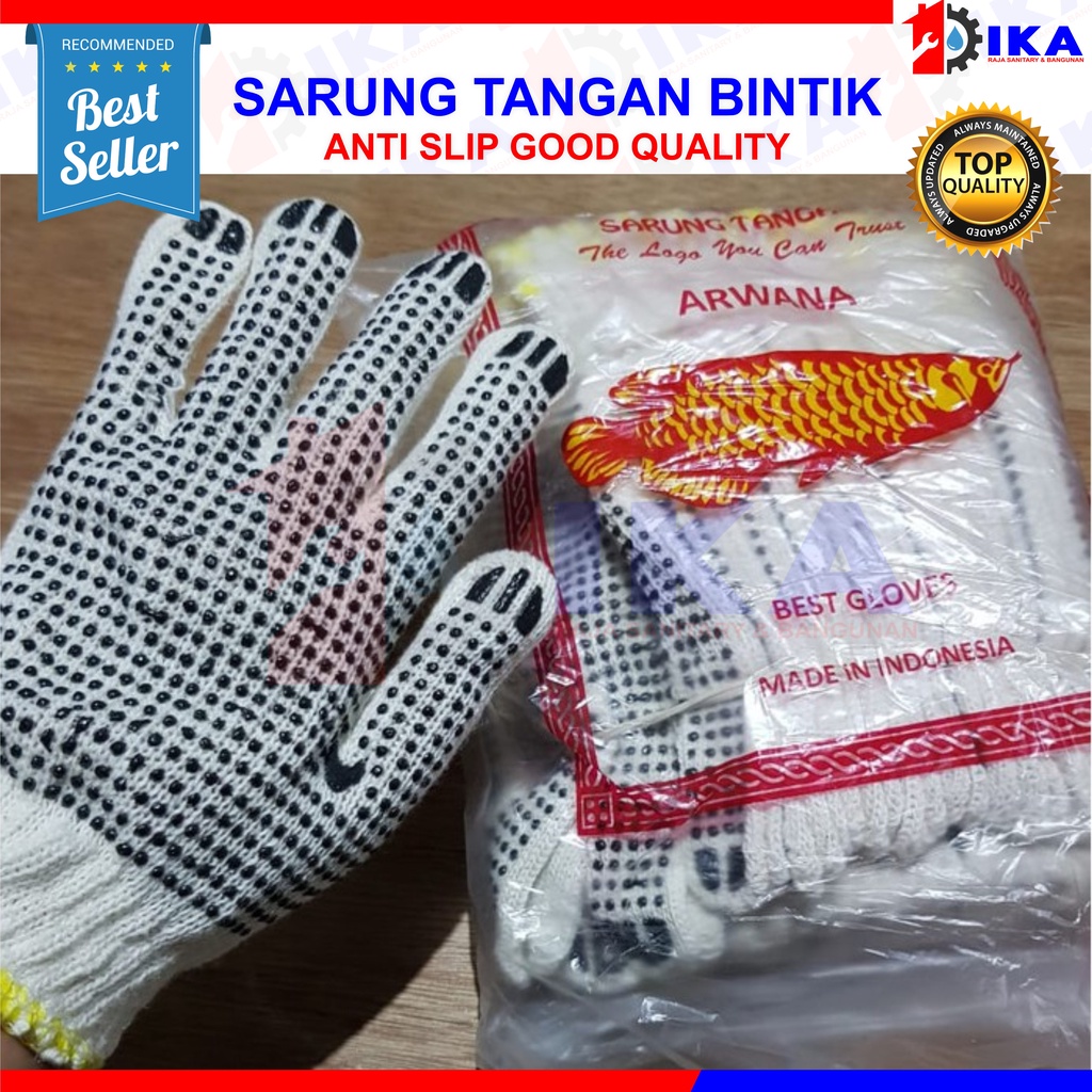 Sarung Tangan Kerja Polkadot Dotting Bintik Safety 1 Pasang ( 2 Pcs ) SARUNG TANGAN KATUN BINTIK - SARUNG TANGAN PABRIK BANGUNAN