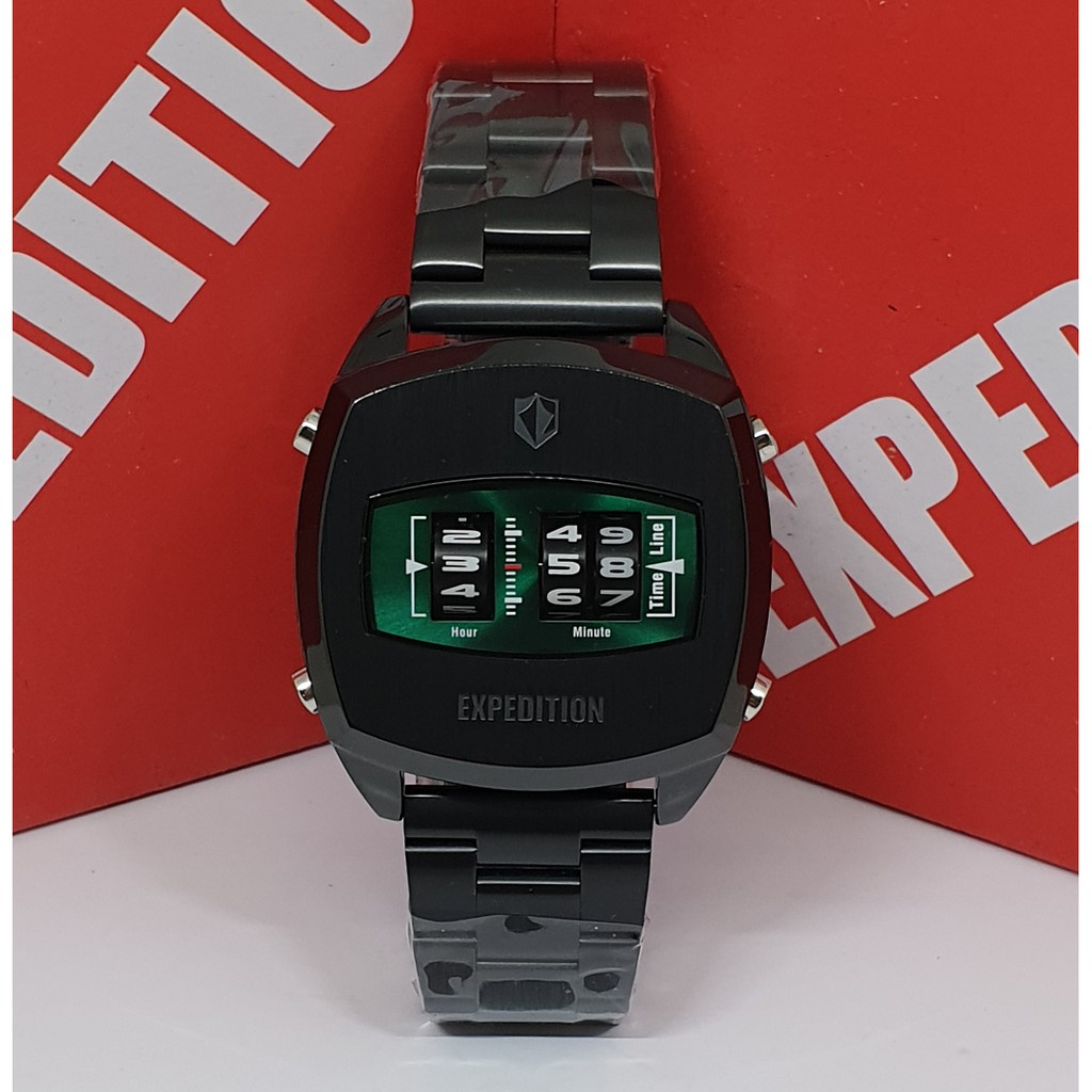 Expedition E6790 Black Green Jam Tangan Pria Original