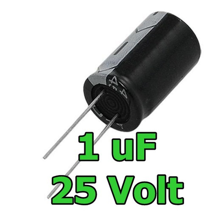 Kapasitor Elektrolit Elco elko 1 uF 25 Volt