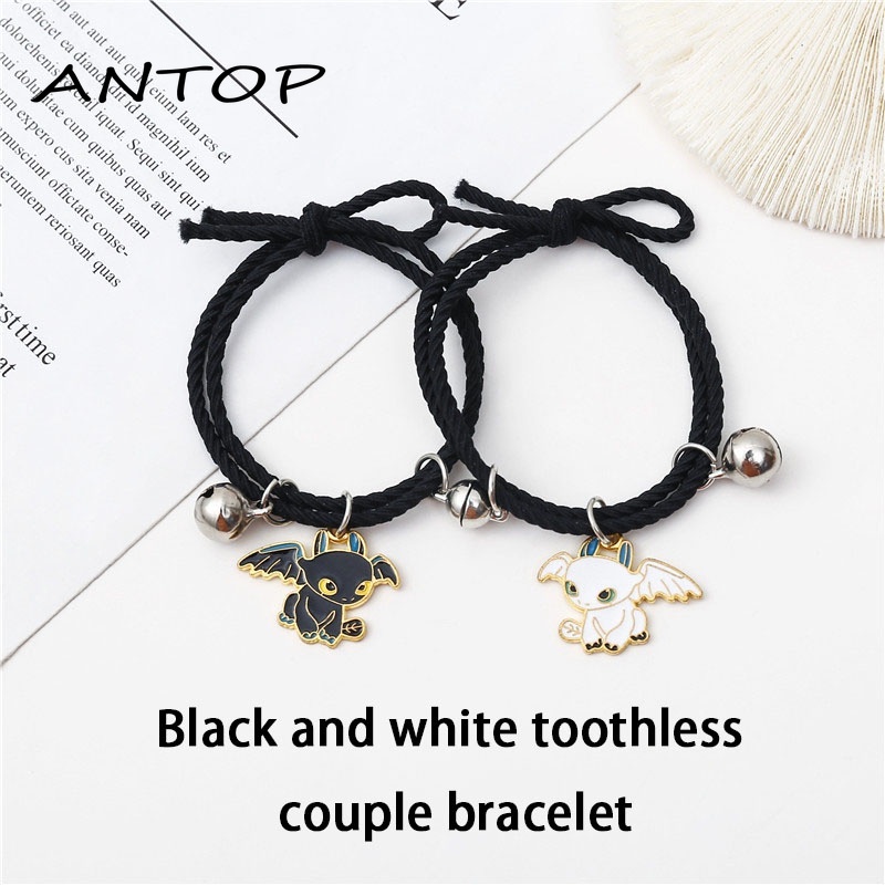 2Pcs Gelang Couple Magnet Gelang Kapel Elastis Pasangan Pria Dan Wanita Kartun Dikepang Tali Tangan Rambut ANTOP