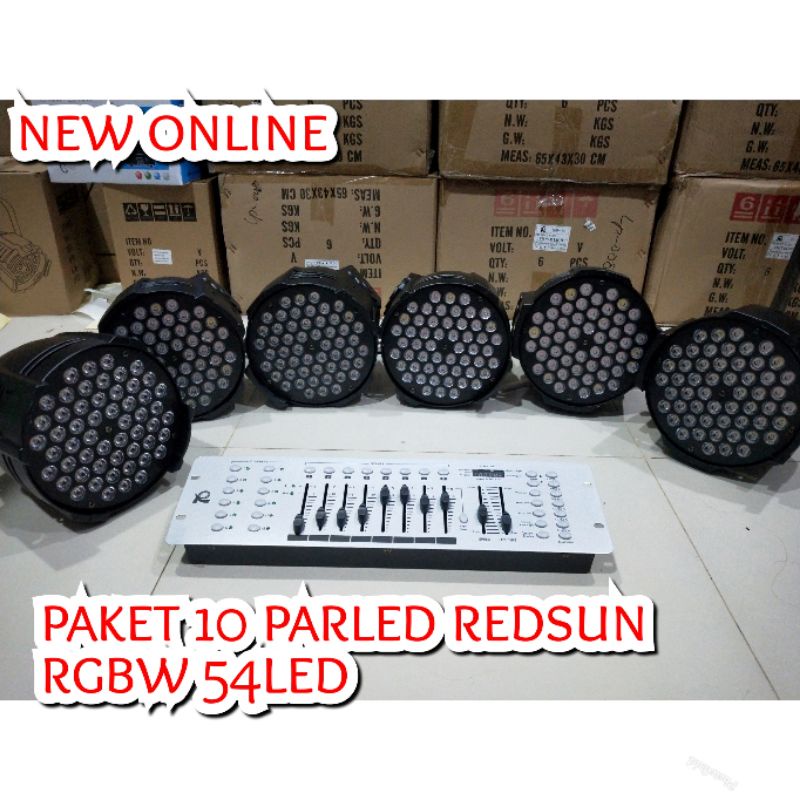 PAKET 10 PARLED RGBW MERK REDSUN PLUS MIXER DMX 512 REDSUN