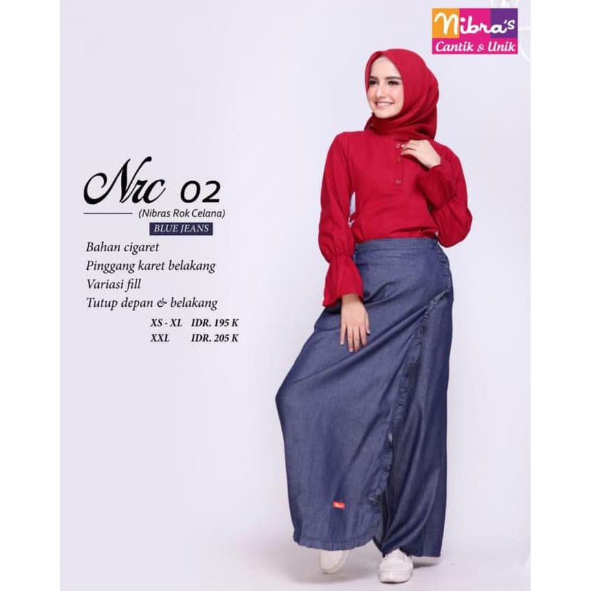 Rok Celana Nibras Nrc 02 / Rok Celana Muslimah / Rok Celana Kerja - Blue Jeans, M Y2194