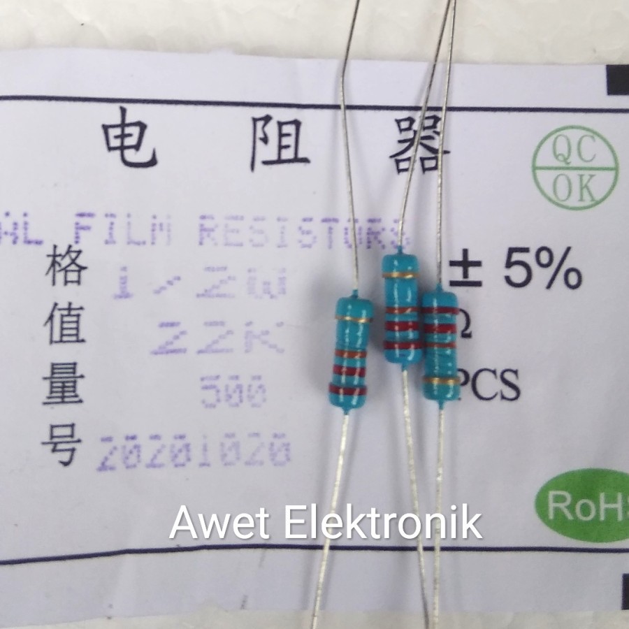 resistor 22k ohm 1/2 watt resistor 22k 1/2w resistor 22K 1/2W