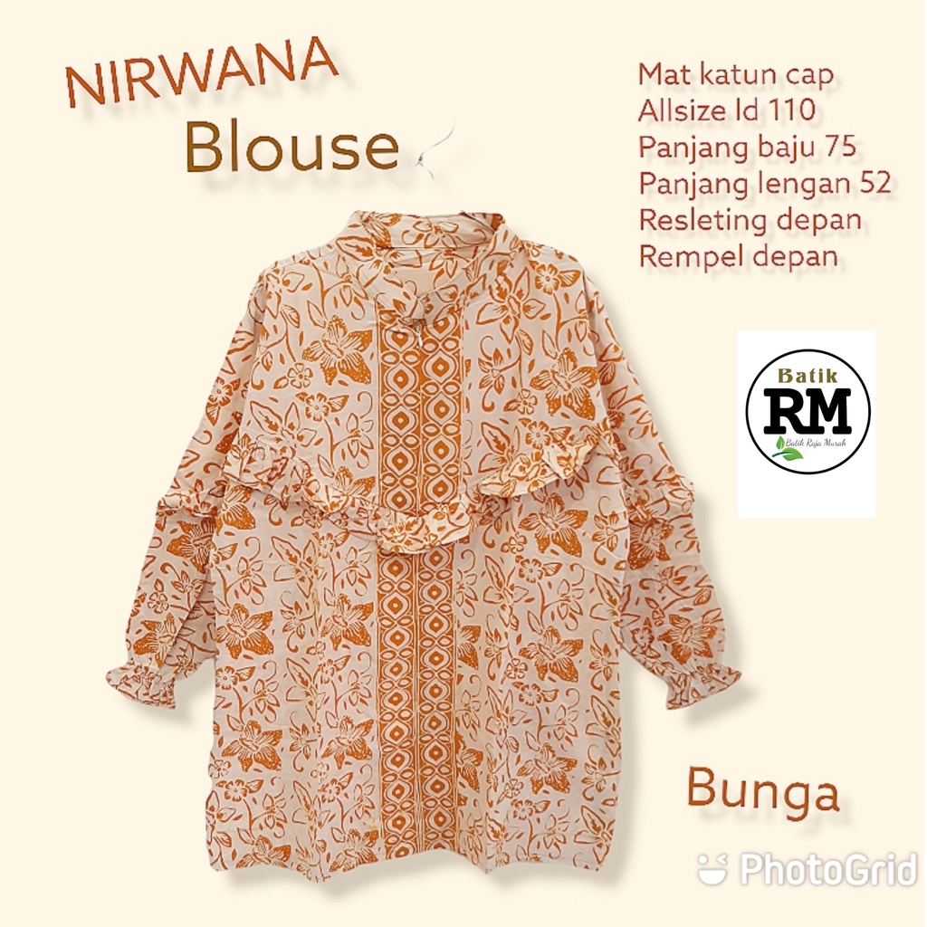 Nirwana  blouse batik solo atasan kerja blus wanita kantor