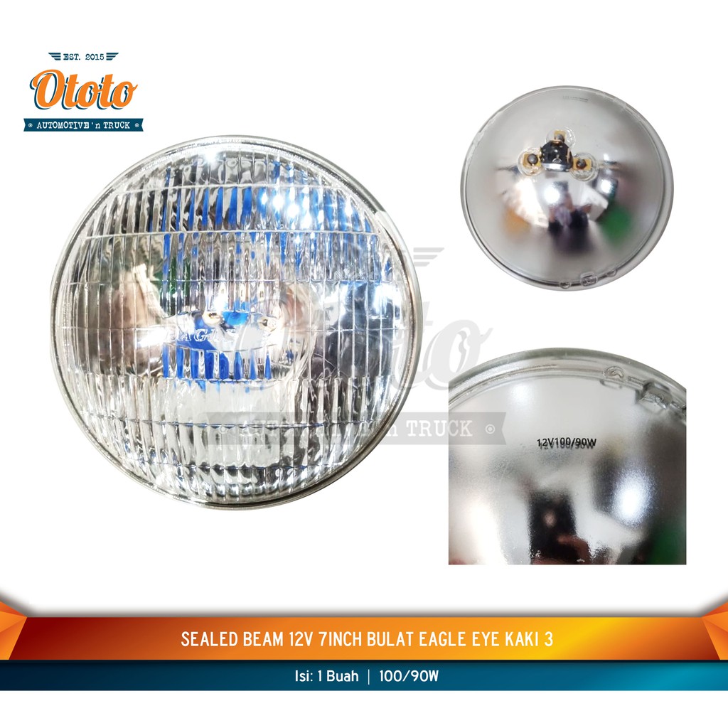 Sealed Beam 7 Inch Bulat 12V Kaki-3 EAGLE EYE - Headlamp Universal