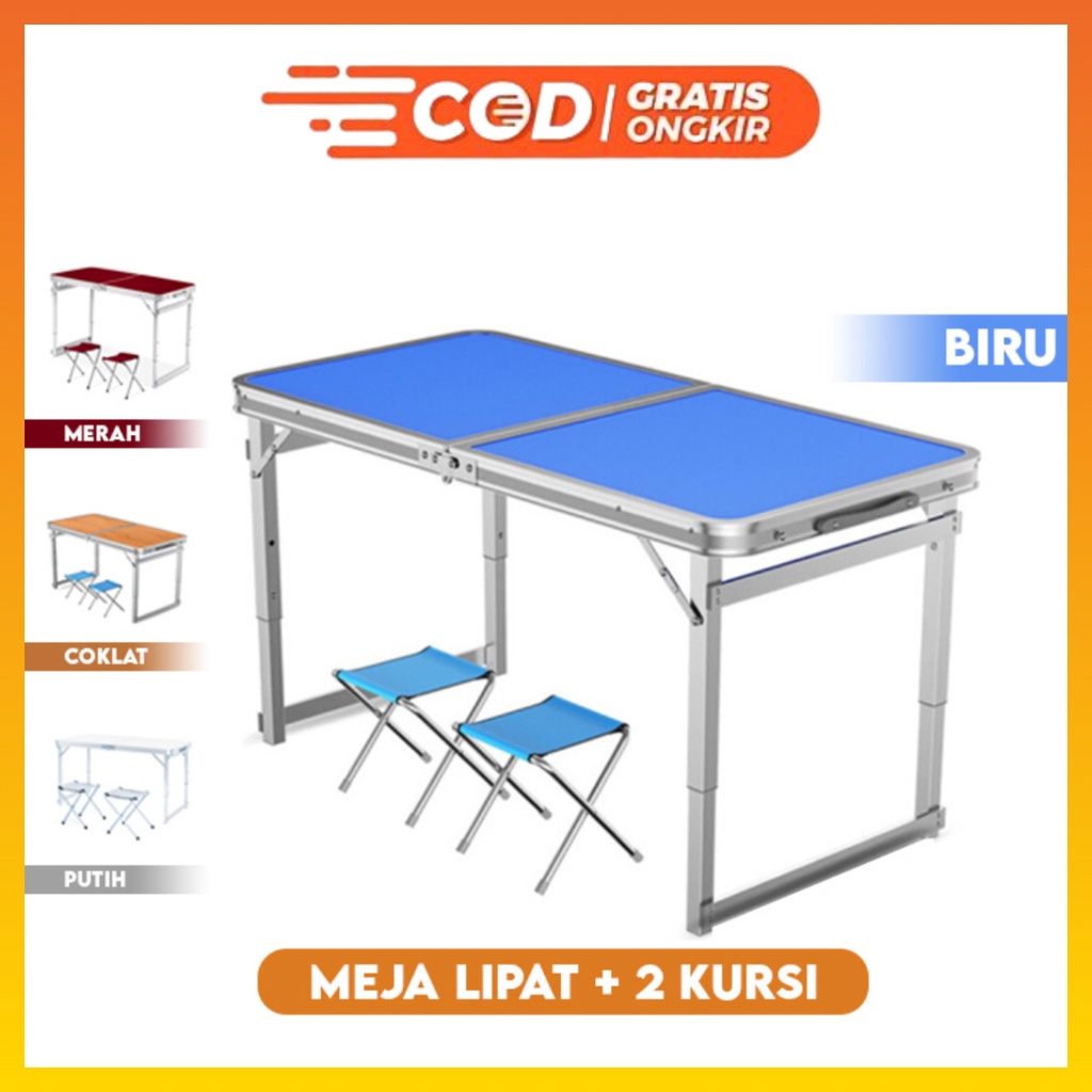 Meja Lipat Koper Meja Lipat + 2 Kursi Meja Kursi Portable WHFURNITURE