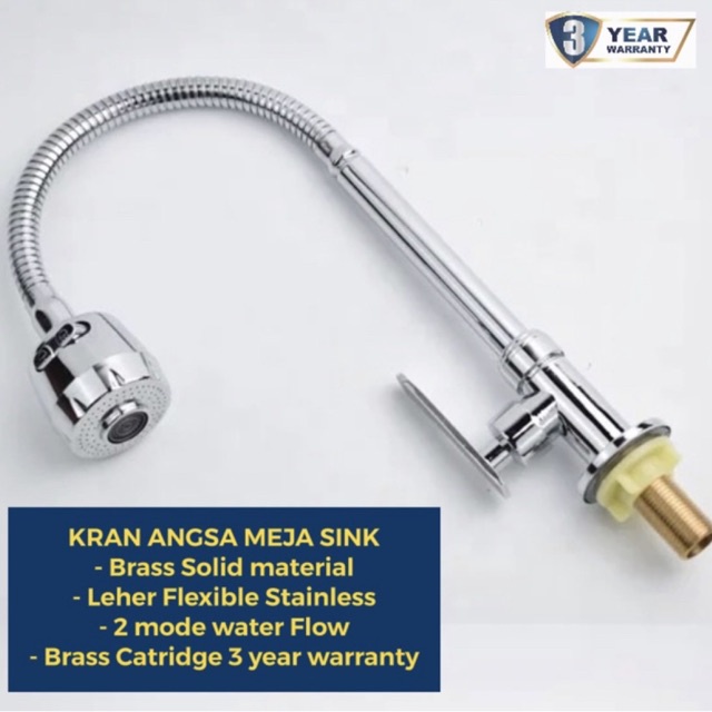 55513B Kran Air Dapur Kran Angsa Fleksible Bak Cuci Meja Bcp Sink