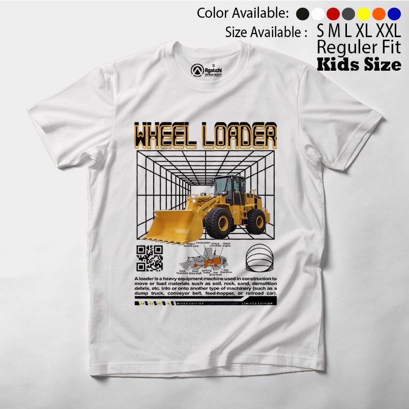 Baju Kaos Atasan Anak Laki-laki Streetwear Wheel Loader Alat Berat