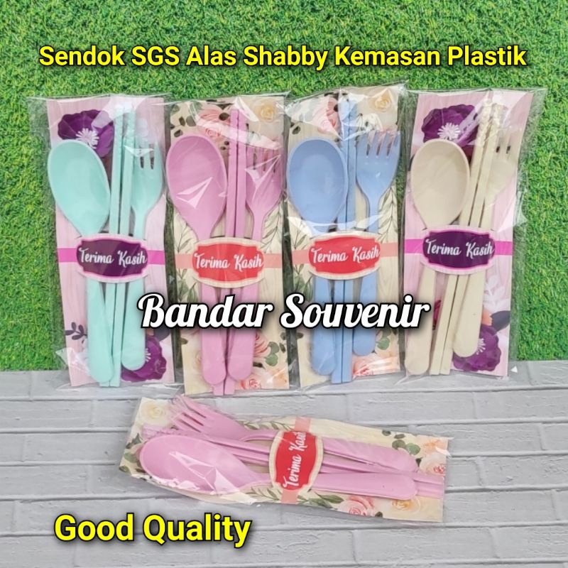 isi 50 Souvenir Sendok Travel Set + Alas Shabby Dikemas Plastik Grade A Tidak Letoy (Sendok Garpu Sumpit)