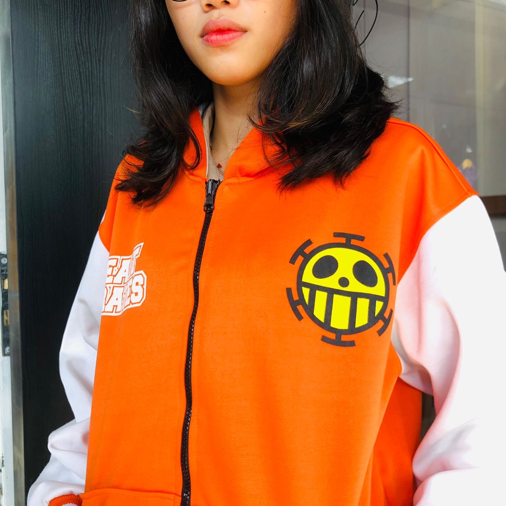 Jaket Heart Pirates Casual Orange Trafalgar Law Anime Manga One Piece Unisex