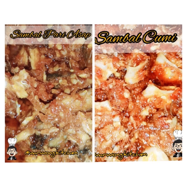 

Sambal terasi, sambal cumi dan sambal pari asap (Sambal Kemasan Mr Wong )