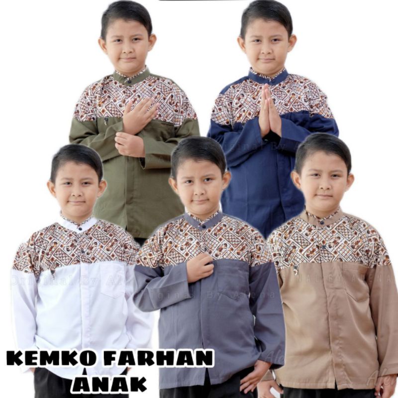 KEMKO FARHAN ATASAN BUSANA MUSLIM BAJU KOKO ANAK COWOK LAKI LAKI UKURAN TANGGUNG 11 12 13 TAHUN MURA