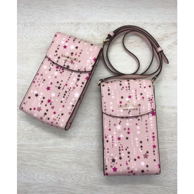 Tas HP Kate Spade Original Authentic / Flap Phone Crossbody Twinkle Printed Pink Multi s