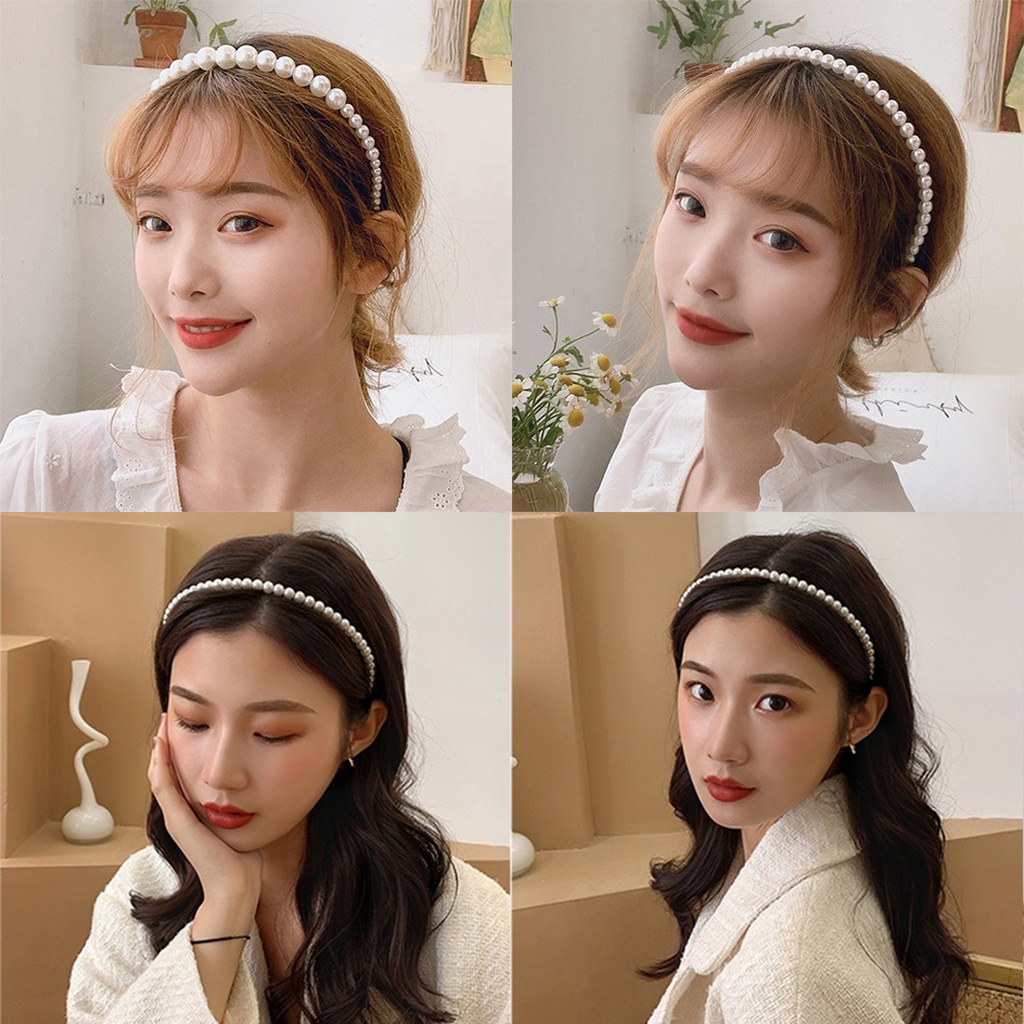 Murmerofficial Bando Aksen Mutiara Gaya Korea Untuk Aksesoris Rambut Wanita Headband Wanita Bando Pearl R625