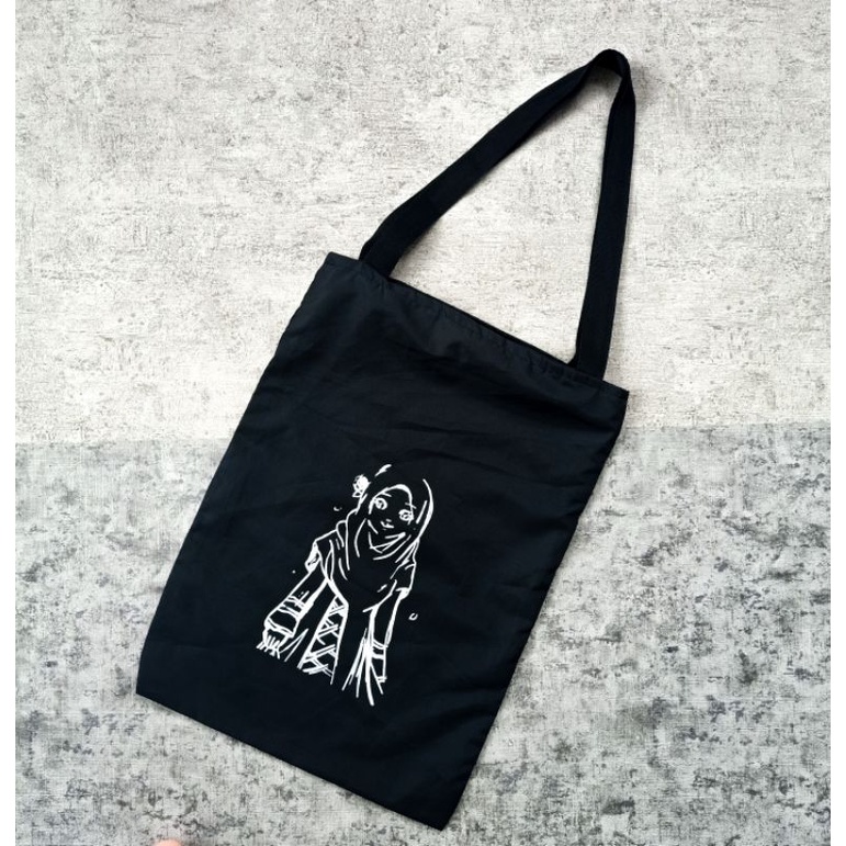 TOTEBAG motif HIJAB GIRL ada Resleting bahan DRILL halus || Kiiyoomii ||