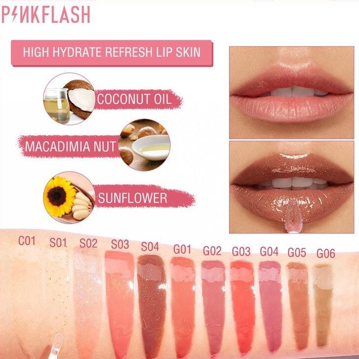 ☘️ CHAROZA ☘️ PINKFLASH / PINK FLASH Lasting Glossy Lip Gloss L02