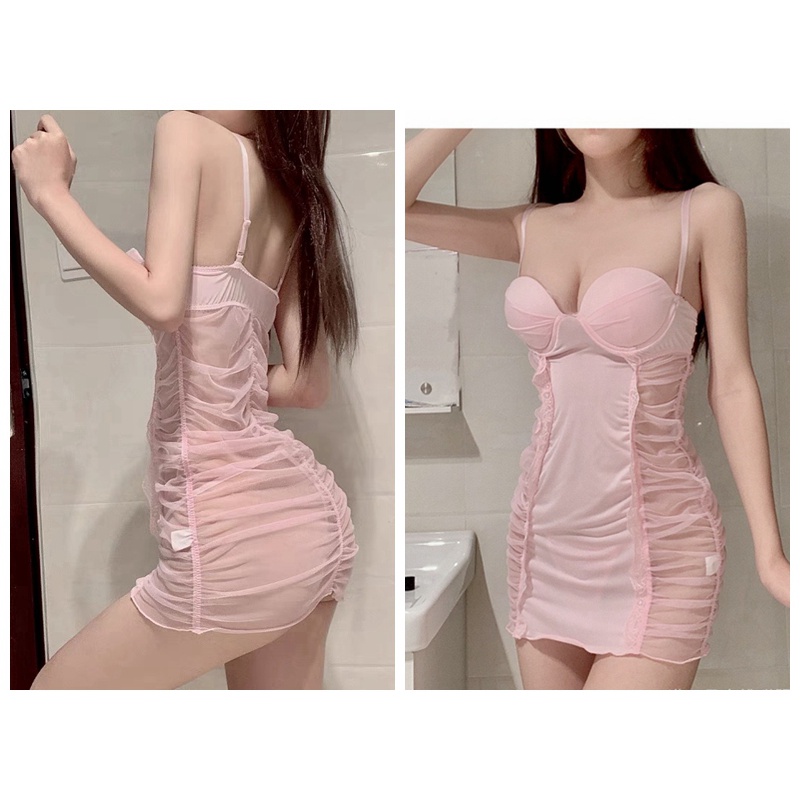 (COD) Lingerie Sexy Dress Korset Lingerie Transparan Leher V  Lingerie Seksi Set 3A510