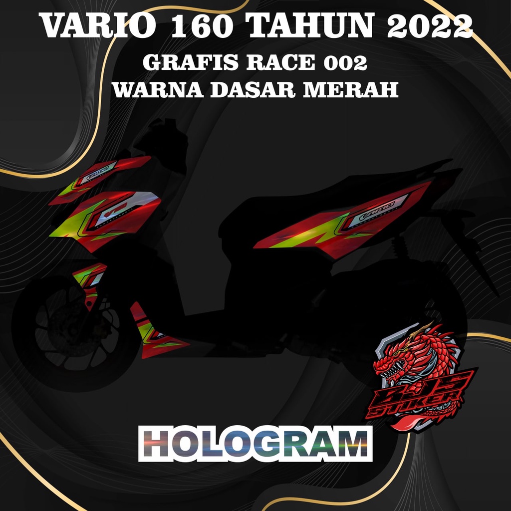 Striping vario 160 - Stiker Decal HOLOGRAM honda vario 160 2022 GRAFIS RACE 002 MERAH