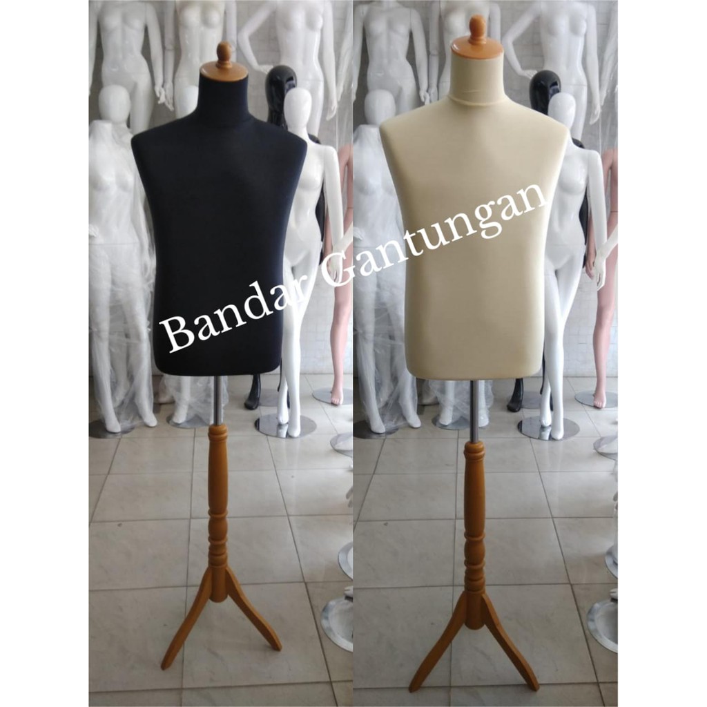 Manekin Dress Making Cowok/Patung DM Cowo/Patung Pria Setengah Badan Lapis Kain Topi Plastik