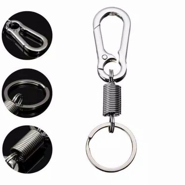 【Warna Dipilih】 Karabiner dengan Per` Stainless Steel` Carabiner Gantungan Kunci