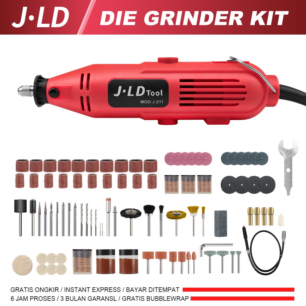 JLD MINI DIE GRINDER 95 Pcs set J-211 - Gerinda Mini Grafir / Alat Gurinda Ukir 130W