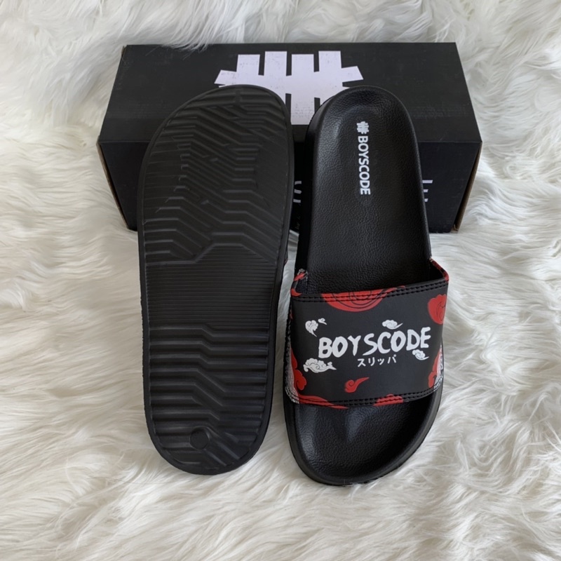 SANDAL PRIA SLIP ON BOYSCODE TYPE 23/ SENDAL SLOP HITAM MOTIF/ SANDAL KARET PRIA EKStore