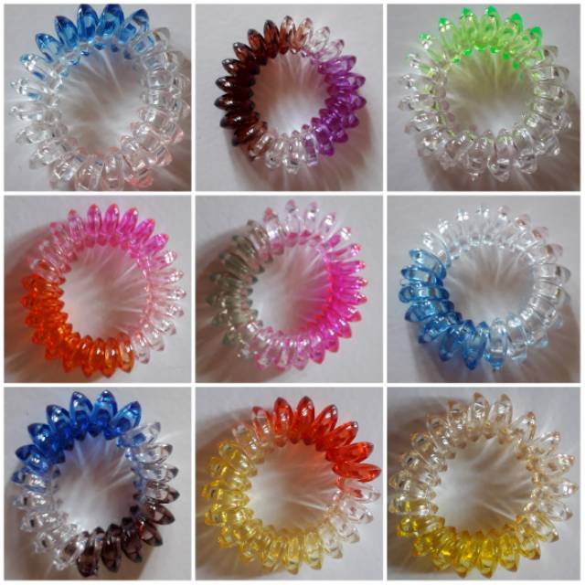 MEGASARI, IKAT RAMBUT SPIRAL WARNA PELANGI ISI 6 PCS