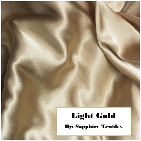 1Meter Kain Satin Silk Kilap Premium Jakarta Maxmara Lux (Jenis Bahan) Satin Bridesmaid Saten Silk Premium Kilap Bahan Satin Silk Charmuse Meteran Grosir Murah dan Bagus-Light Gold