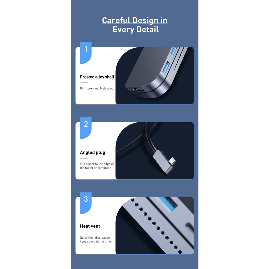 Multifunctional Type C Upgraded HUB 6 in 1 Adapter untuk Ipad Pro, Macbook, Tablet, Handphone dan Laptop dengan Input Type C CWJ0G