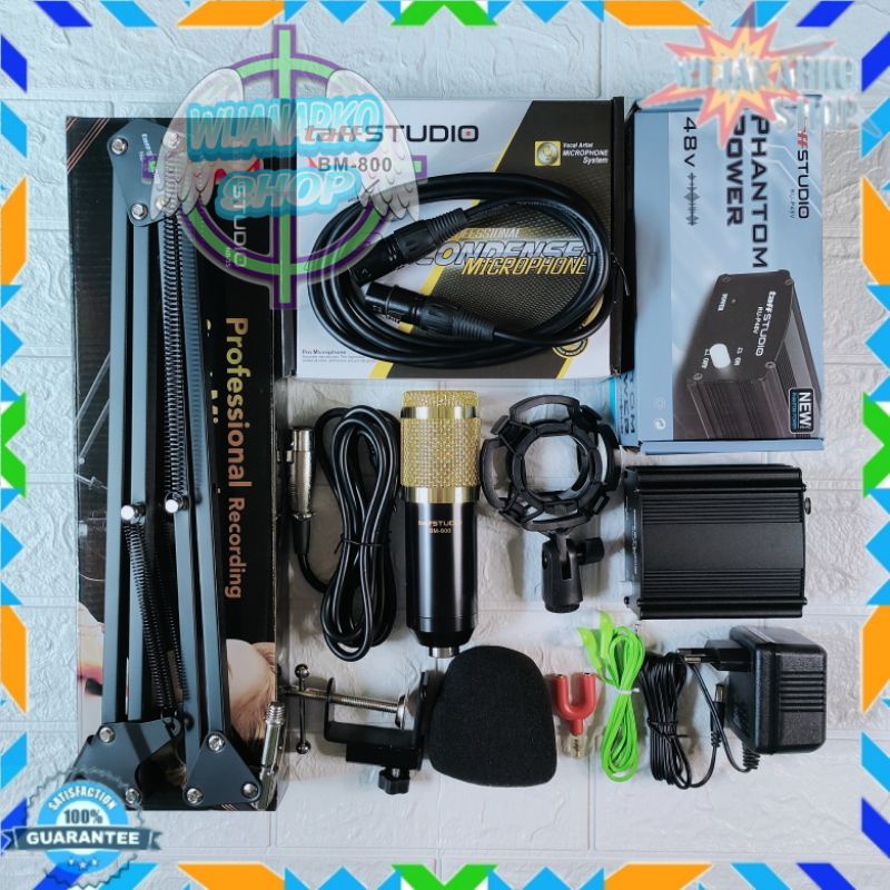 PAKET REKAMAN HEMAT [1] BM800 + STAND Dan PHANTOM POWER