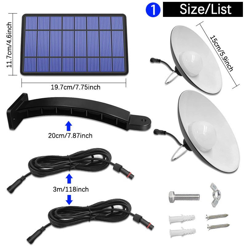 Lampu LED Solar Panel Outdoor Waterproof Two Light - 191006ZK