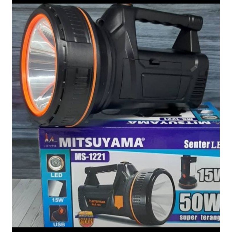 SENTER JUMBO LED MITSUYAMA 50 Watt MS-1221 Super Terang // SENTER 50 WATT + lampu emergency + powerbank MS-1221 | FMS